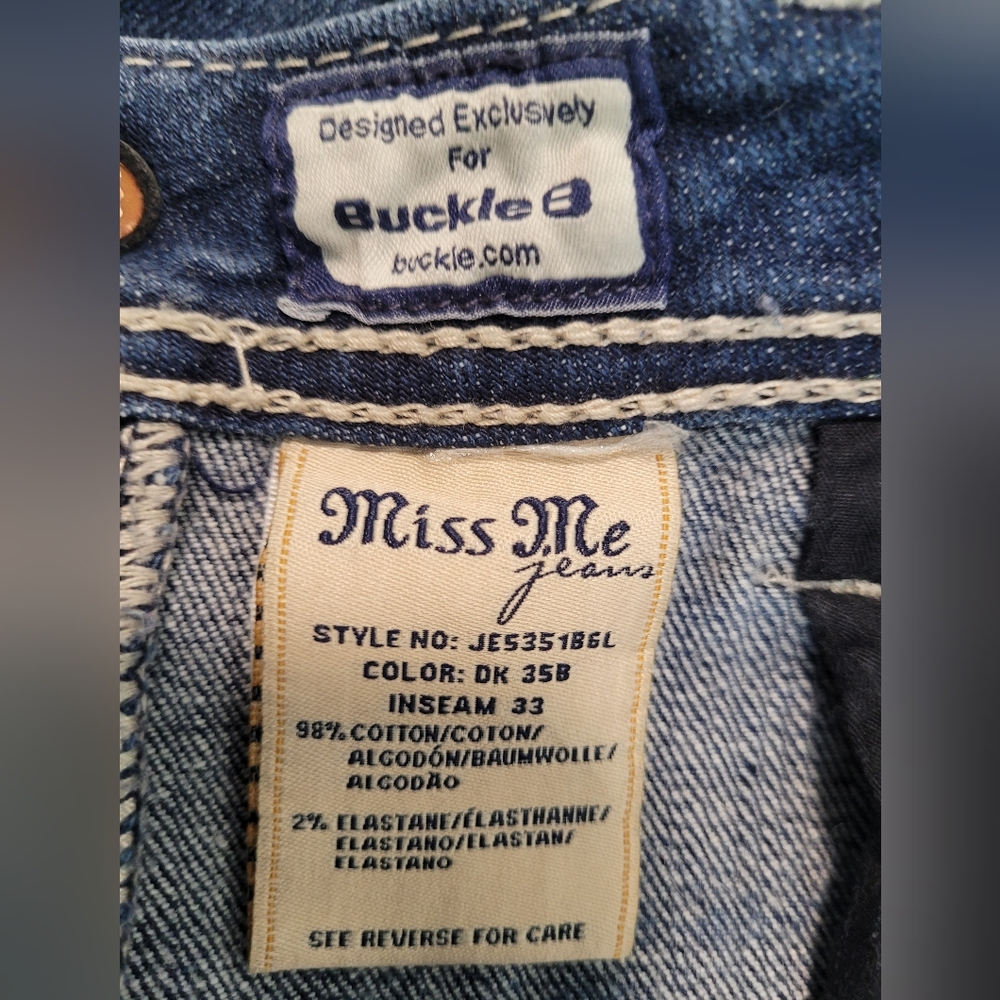 Miss Me Dark Blue Women's Bootcut Jeans Size 27 Bling Zebra Print - Picture 10 of 15